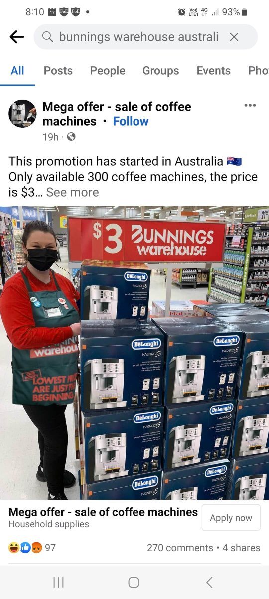 Scam Warning Bunnings Delonghi Coffee Machine Scam Targets