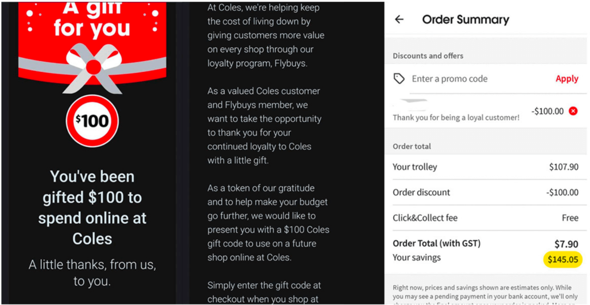 This is why some Coles customers are receiving surprise gift cards and  bonus FlyBuys points