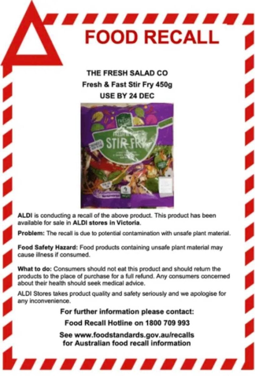 ALDI's popular stir fry mix recalled due to 'illness' fears here's