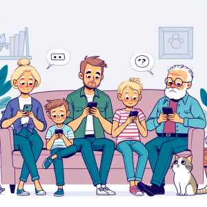 DALL·E 2023-10-26 13.03.40 - Cartoon of a family sitting in a living room_ parents, teenagers,...png