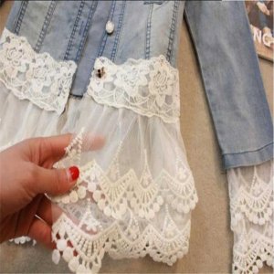 Elegant lace denim jacket coat women Casual short basic jacket Beading Patchwork Slim jean jac...jpg