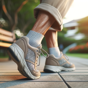 DALL·E 2023-11-16 12.15.06 - A side view image of an elderly person's feet as they walk backwa...png