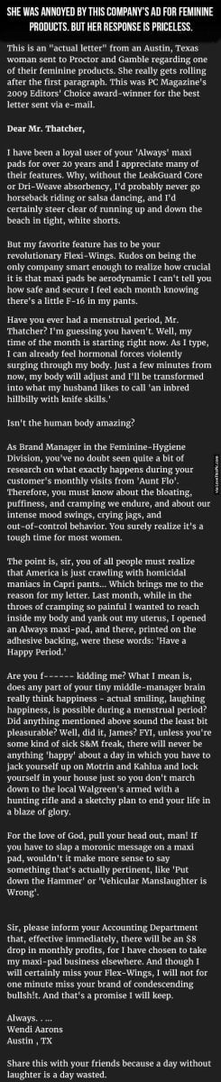 Woman Writes Best Letter Ever To Company For Their Feminine Products_ This Is Priceless.jpeg