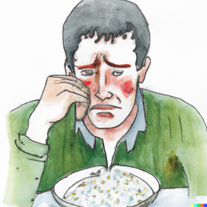 DALL·E 2022-07-26 16.19.44 - man crying with tears rolling down his face into his rice dinner,...png