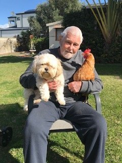 Michael with chook and dog.jpg