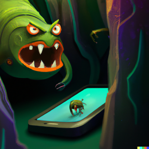 DALL·E 2022-08-15 11.35.52 - scary looking creatures crawling out of a smartphone, digital art.png