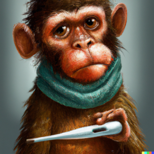 DALL·E 2022-08-16 10.30.46 - Sick and sad looking monkey with a thermometer in its mouth, digi...png