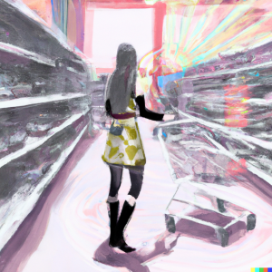 DALL·E 2022-08-22 15.46.18 - Woman walking through a grocery aisle in the supermarket, digital...png