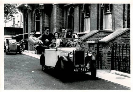 My Austin 7 with student admirers (1).jpg