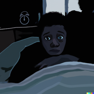 DALL·E 2022-10-13 16.23.23 - man sitting in bed wide awake can't sleep insomnia, digital art.png