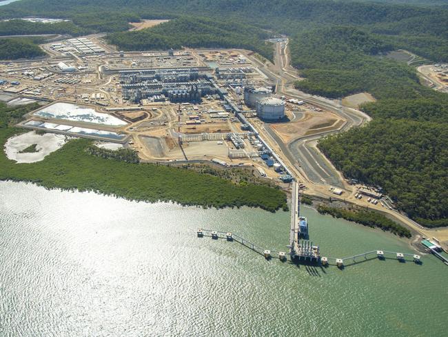 The LNG plant at Curtis Island, Gladstone where gas is liquefied and sent overseas.