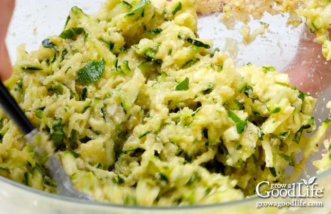 zucchini garlic bites ingredients in a bowl