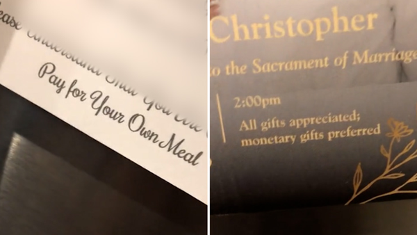 Couple slammed for asking wedding guests to pay for meal
