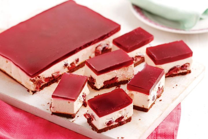 Double cherry cheesecake jelly slice